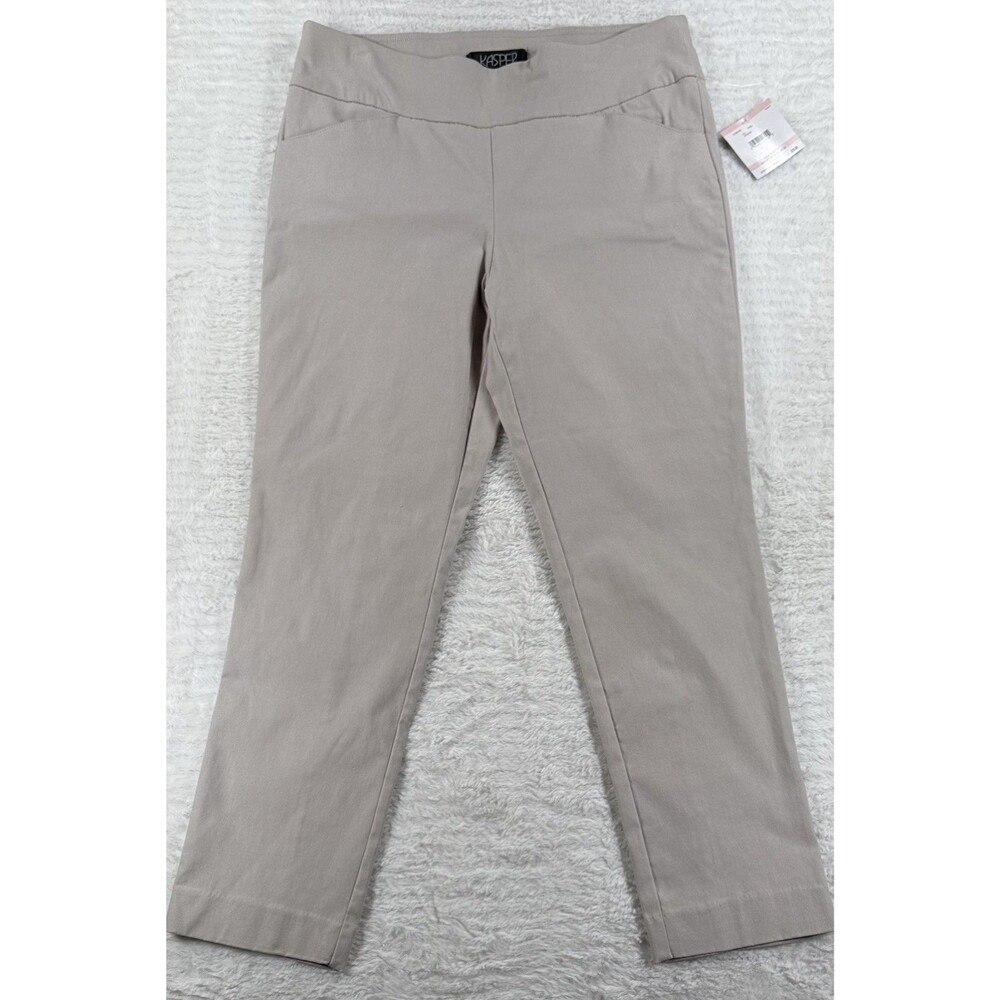 Kasper Pebble Crepe Pull On Ankle Pants Beige Taupe 10P Petite NWT  Stretch